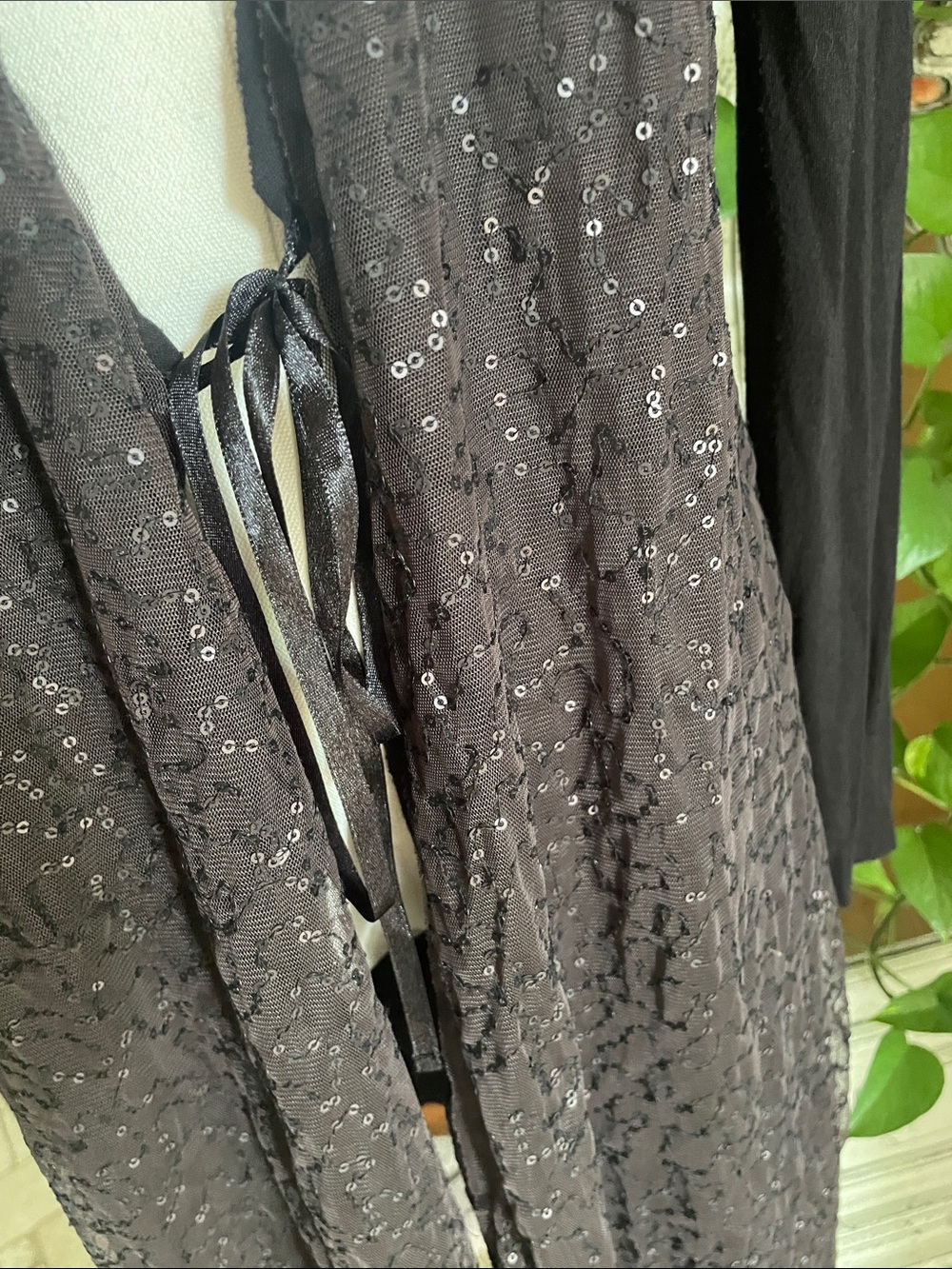 Chan Luu Made in India Sequin Mixed Media Duster Deep Purple Brown Large - Picture 5 of 13